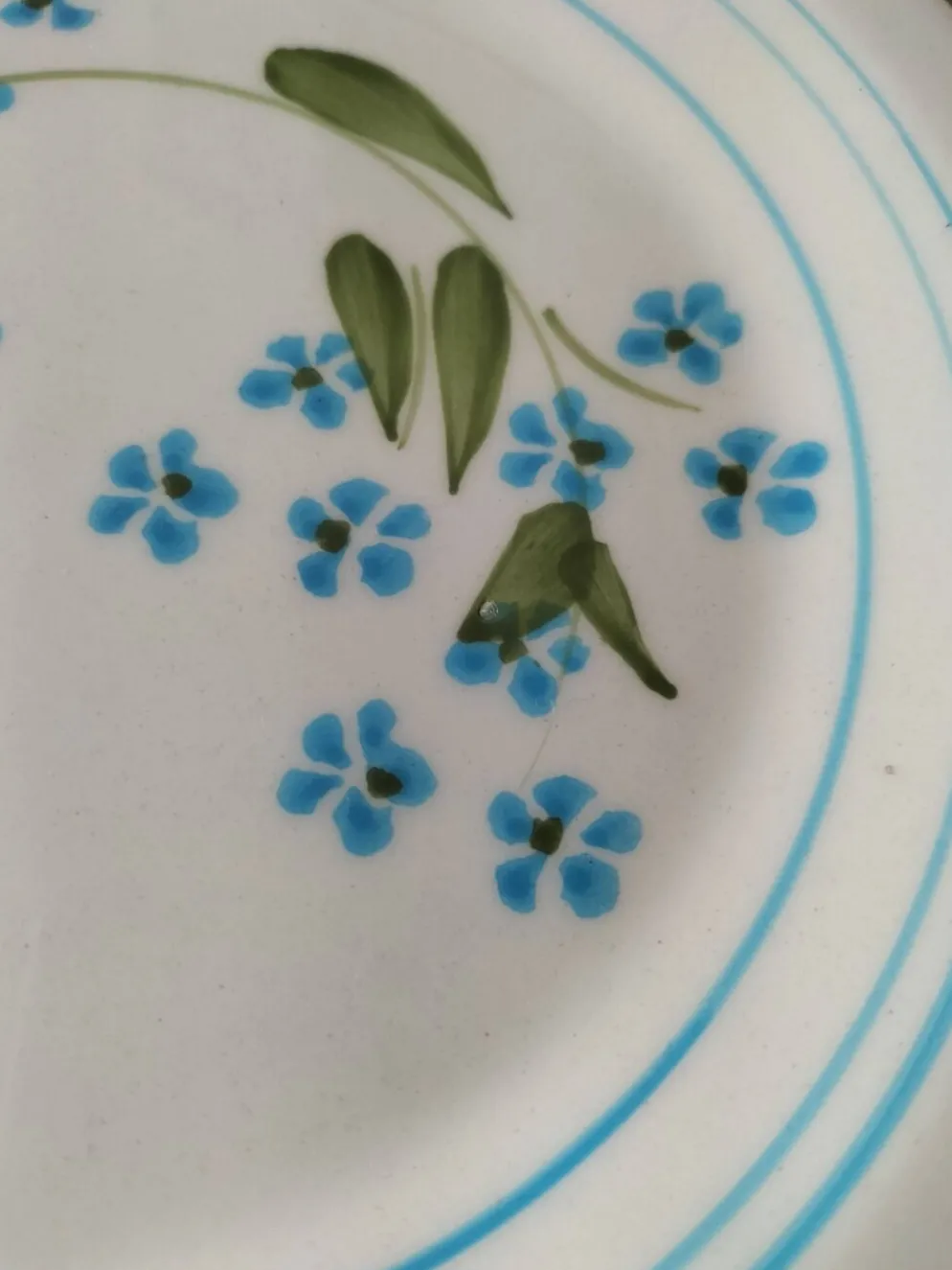 6 assiettes à dessert vintage Quadrifoglio italiennes décor myosotis