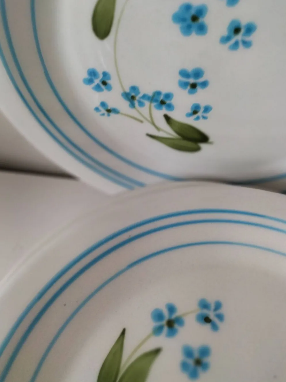 6 assiettes à dessert vintage Quadrifoglio italiennes décor myosotis