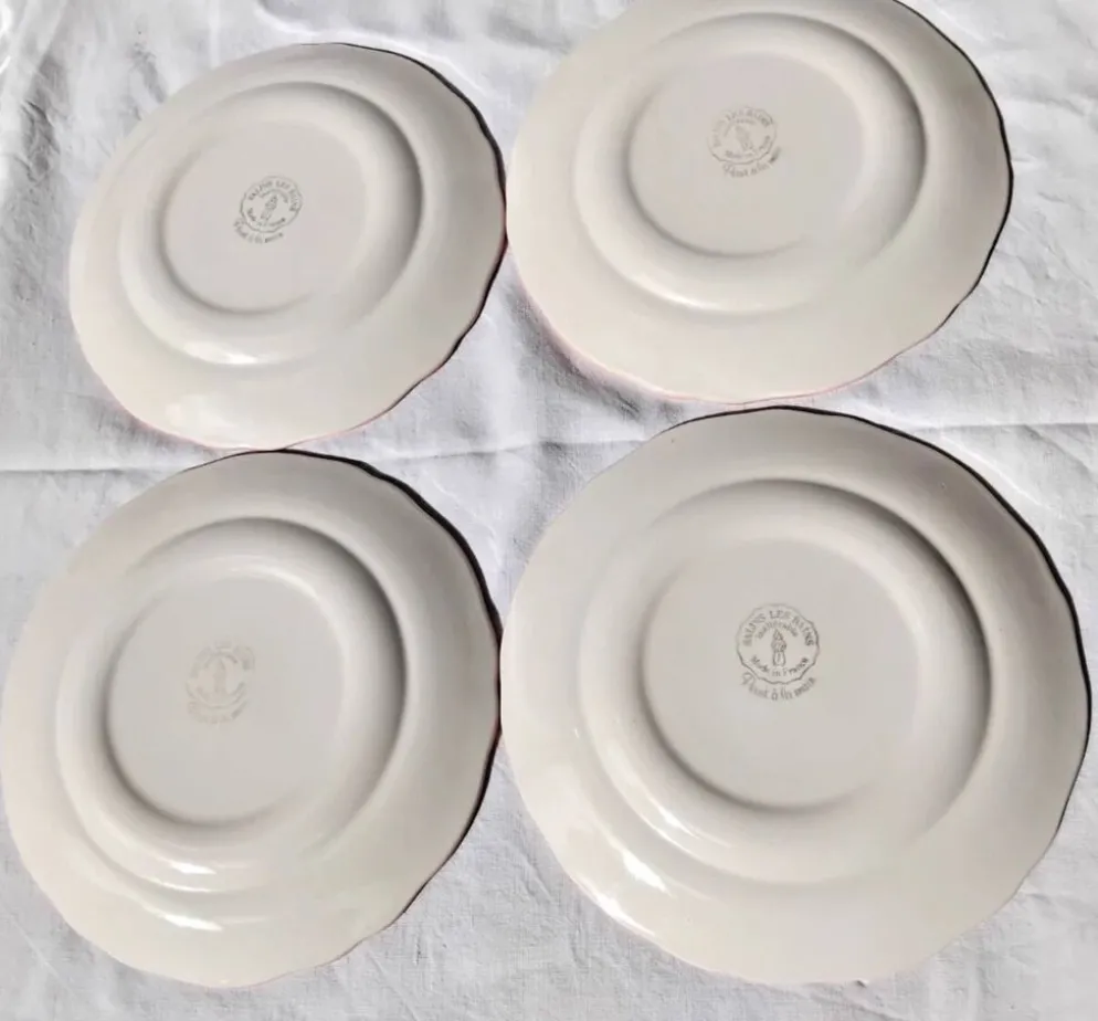 4 assiettes à dessert vintage Salins les Bains peintes à la main