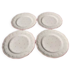 4 assiettes à dessert vintage Salins les Bains peintes à la main