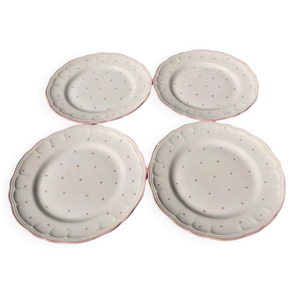4 assiettes à dessert vintage Salins les Bains peintes à la main