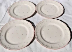 4 assiettes à dessert vintage Salins les Bains peintes à la main