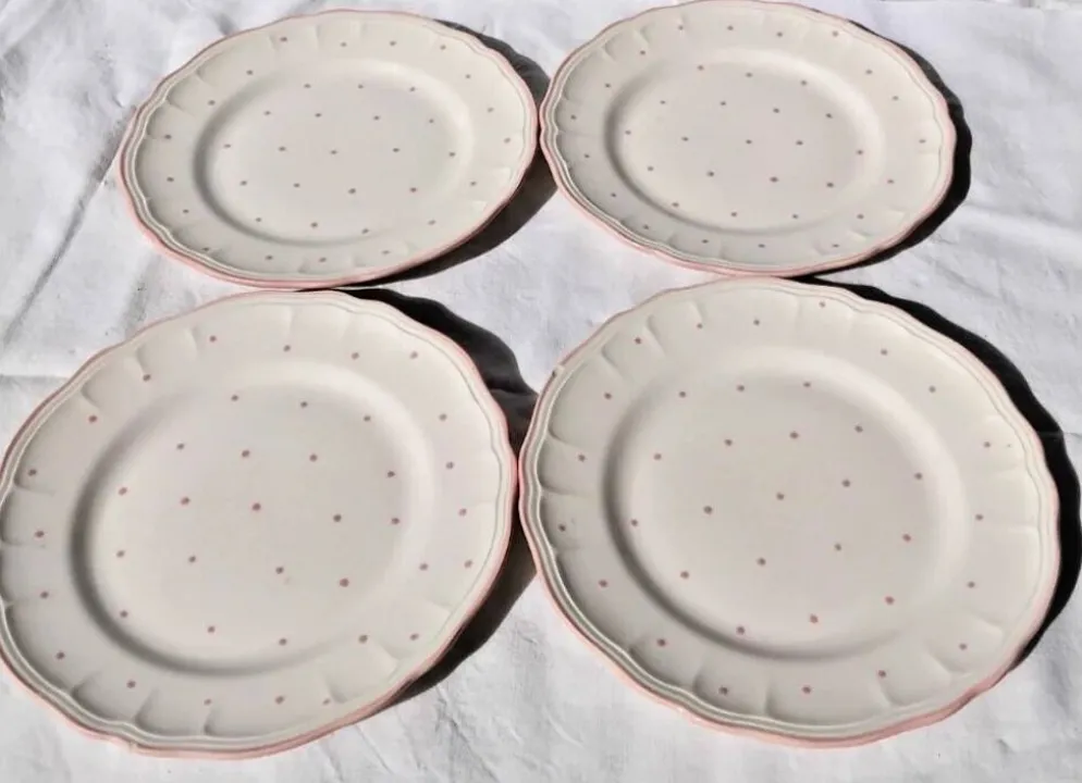 4 assiettes à dessert vintage Salins les Bains peintes à la main
