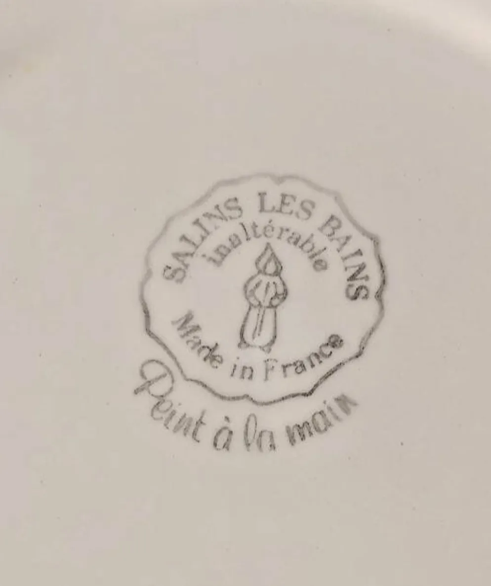 4 assiettes à dessert vintage Salins les Bains peintes à la main