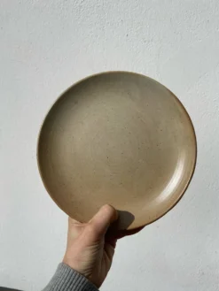 5 assiettes en dessert en grès beige