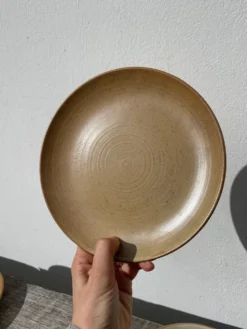 5 assiettes en dessert en grès beige