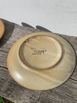 5 assiettes en dessert en grès beige