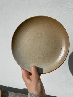 5 assiettes en dessert en grès beige