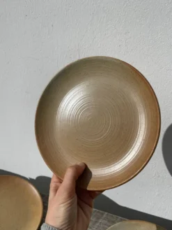 5 assiettes en dessert en grès beige