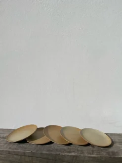 5 assiettes en dessert en grès beige