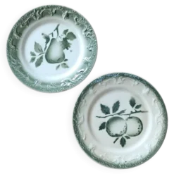 2 assiettes en faïence fine de Pexonne décor Pomme Poire