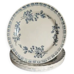 4 assiettes en faïence, Grigny — modèle " Muguet "
