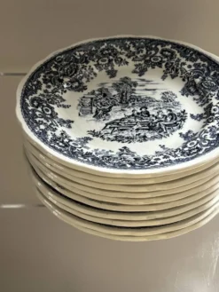 Assiettes en faïence Luneville décor anglais