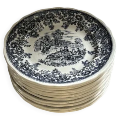 Assiettes en faïence Luneville décor anglais