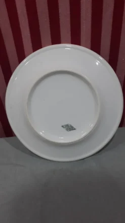 3 assiettes en porcelaine blanche et liseré vert