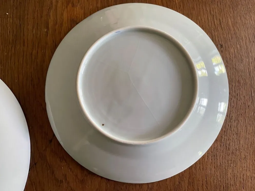 Assiettes en porcelaine d’Asie à décor de dragons bleus