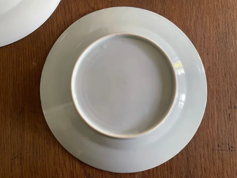 Assiettes en porcelaine d’Asie à décor de dragons bleus