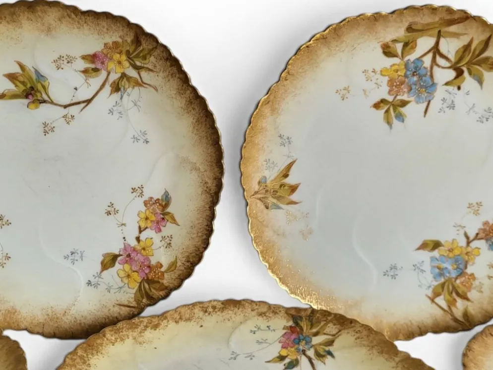 8 assiettes en porcelaine de Limoges, Martial Redon / Art Nouveau