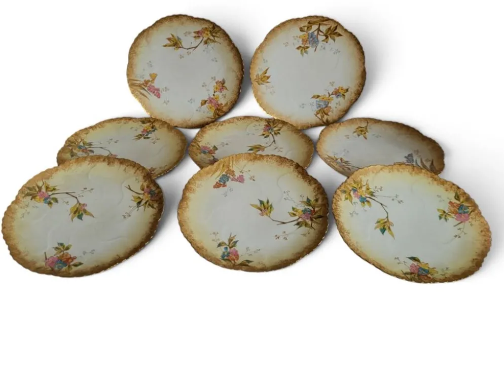 8 assiettes en porcelaine de Limoges, Martial Redon / Art Nouveau