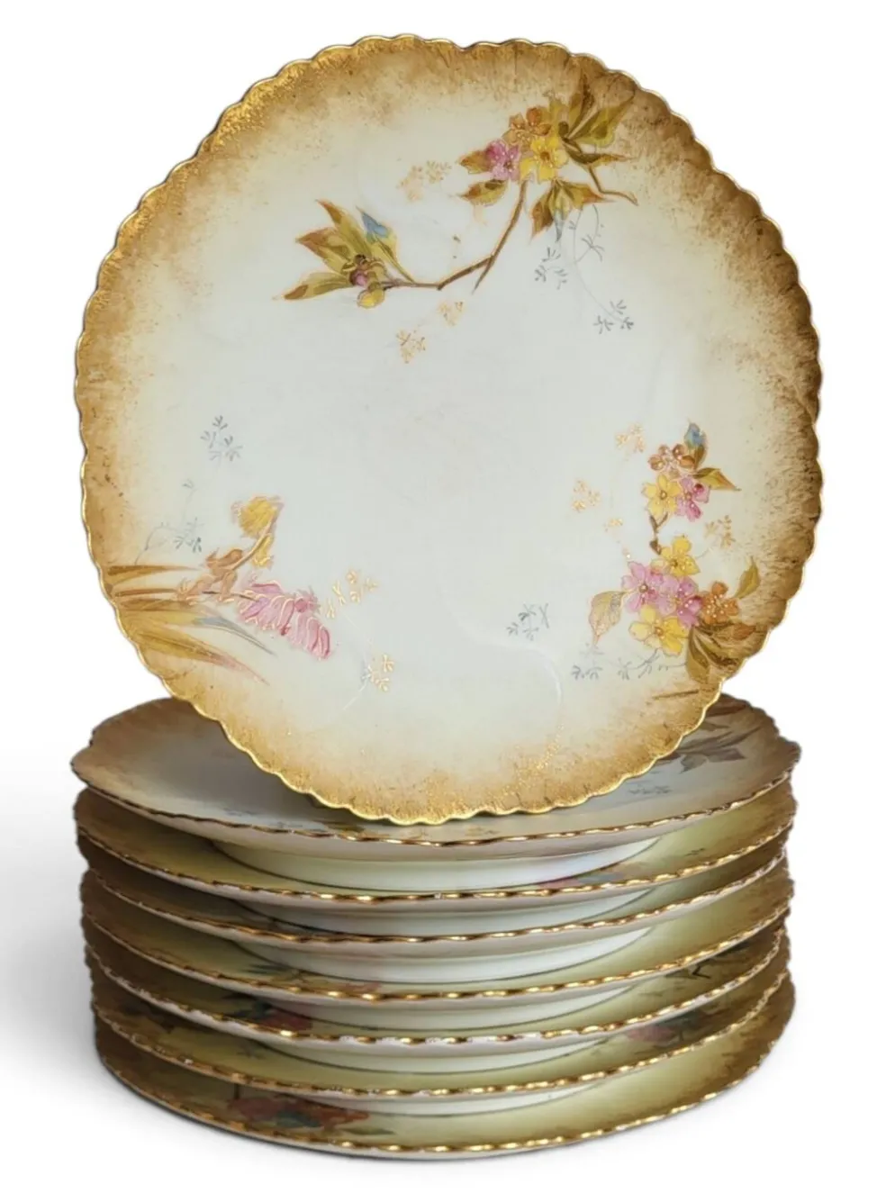 8 assiettes en porcelaine de Limoges, Martial Redon / Art Nouveau