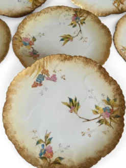 8 assiettes en porcelaine de Limoges, Martial Redon / Art Nouveau