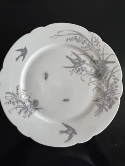 8 assiettes en porcelaine et 1 plat CH Pillivuyt & Cie