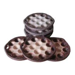 6 assiettes à escargot céramique émaillée