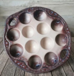 6 assiettes à escargot céramique émaillée