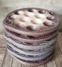 6 assiettes à escargot céramique émaillée