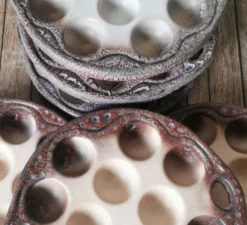 6 assiettes à escargot céramique émaillée