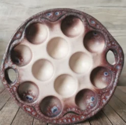 6 assiettes à escargot céramique émaillée