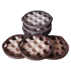 6 assiettes à escargot céramique émaillée