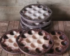 6 assiettes à escargot céramique émaillée