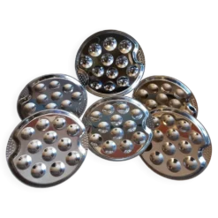 6 assiettes escargots en métal