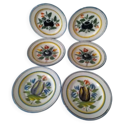 6 assiettes faïence de l'est - vintage années 60