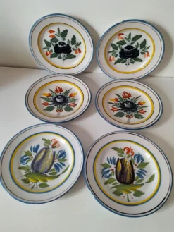 6 assiettes faïence de l'est - vintage années 60