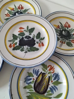 6 assiettes faïence de l'est - vintage années 60