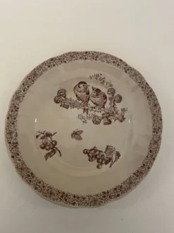 5 Assiettes faïence de Pexonne 19 ème siècle -Décor oiseaux insectes fleurs
