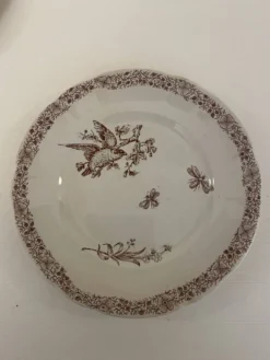 5 Assiettes faïence de Pexonne 19 ème siècle -Décor oiseaux insectes fleurs