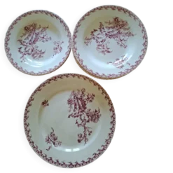 Assiettes fin 19e faïencerie Gien modèle Chardon