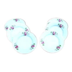 6 assiettes à fromage dessert Porcelaine blanche décor floral Arpo