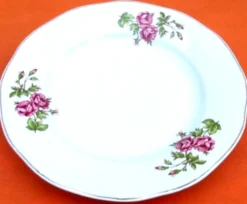 6 assiettes à fromage dessert Porcelaine blanche décor floral Arpo