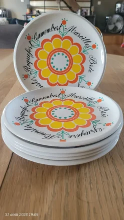 6 assiettes à fromage rétro