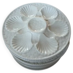 8 assiettes à huitres anciennes Longchamp