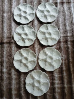7 assiettes à huitres anciennes Gien