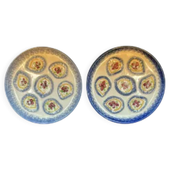 2 assiettes à huitres en faïence de MBFA Pornic modèle Cancale