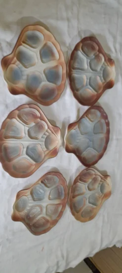 6 assiettes à huitres en faïence de Salins modèle Pyla