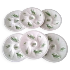6 Assiettes à huitres en porcelaine de Limoges