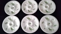 6 Assiettes à huitres en porcelaine de Limoges