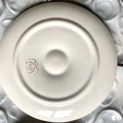 12 assiettes à huitres Saint Amand bleu ciel et blanc